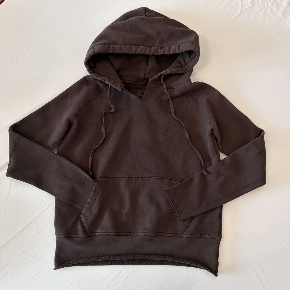 Nili Lotan Womens XS Janie Hoodie Brown Distressed Pullover Luxe Athleisure USA - Picture 2 of 14